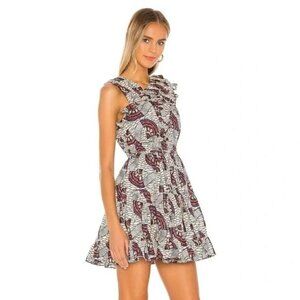 Ulla Johnson Iliana Ruffled Purple Cream Poplin Mini Dress $395